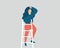 Entrepreneur woman climbs at the top of ladder to looks into the future. Businesswoman searches for business opportunities.