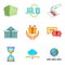 Entrepreneurial activity icons set, cartoon style