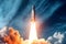 Entrepreneurial journey, Rocket launch represents startup business opportunity