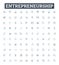 Entrepreneurship vector line icons set. Entrepreneurship, Startups, Business, Innovation, Risk, Investment, Opportunity