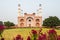 Entry gate of the tomb of Akbar the Great in Agra on overcast day