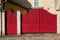 Entry red metal house portal door of classic house