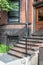 Entry stairs and railings, old brownstone apartment