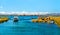 Entry to Uros Floating Islands on Lake Titicaca in Peru