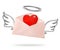 Envelope angel wing with big heart.