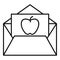 Envelope apple newtons day icon, outline style