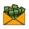 envelope with bills money dollars