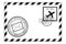 Envelope black icon with postmarks. BARCELONA, Spain