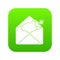 Envelope with bomb icon digital green