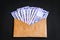 Envelope with brand new indian one hundred rupees banknotes