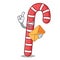 With envelope candy canes character cartoon