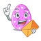 With envelope cartoon shape easter color on eggs