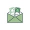 Envelope with Cash Money vector Corruption concept colored icon
