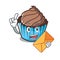 With envelope chocolate cupcake character cartoon