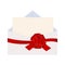 Envelope with Clean Card and Red Bow Ribbon.