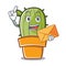 With envelope cute cactus character cartoon