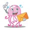 With envelope cute jellyfish character cartoon