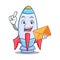 With envelope cute rocket character cartoon