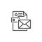 Envelope with CV resume outline icon.