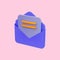 Envelope document icon 3d render concept for open letter Gmail email