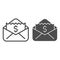 Envelope with dollar bill line and solid icon, business concept, letter with financial payment sign on white background