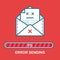 Envelope emoji. Flat illustration email drunk character design with progress bar. Process of email sending. Text message