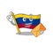 With envelope flag colombia isolated in the cartoon
