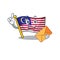 With envelope flag malaysia cartoon isolated with character