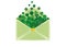 Envelope with green clover inside. St.Patrick `s Day. Vector