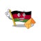 With envelope Happy face flag malawi mascot cartoon style