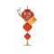 With envelope Happy face lampion chinese lantern mascot cartoon style