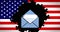 Envelope icon against puzzle missing over American flag
