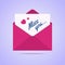 Envelope icon with miss you letter.
