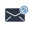 Envelope icon, multimedia icon with not allowed sign. Envelope icon and block, forbidden, prohibit symbol