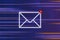 Envelope icon on purple-blue digital background. Email concept. Receiving messages. Business. Lifestyle.