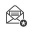 Envelope icon with star sign. Envelope icon and best, favorite, rating symbol