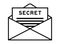 Envelope and letter sign with word secret as headline