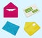 Envelope. Open and closed plasticine envelope letters 3d realistic email notification icons decent vector cartoon