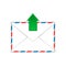 Envelope with outgoing message sign flat icon