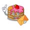 With envelope pancake with strawberry character cartoon