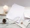 Envelope and paper on white wooden table