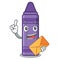 With envelope purple crayon in the cartoon shape