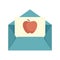 Envelope red apple newtons day icon flat isolated vector