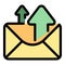 Envelope sending icon color outline vector