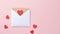 Envelope with small red hearts encasing a love letter, AI Generated