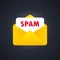 Envelope with spam. Stop spam vector illustration. Email SPAM  vector icon. Spamming mailbox concept. Email box hacking  spam