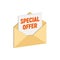 Envelope with special offer, Email marketing concept symbol.