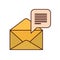 Envelope with speech bubble isolated icon