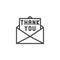 Envelope with thank you letter line icon