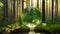 Environment Concept - Globe Glass In Green Forest With Sunlight.